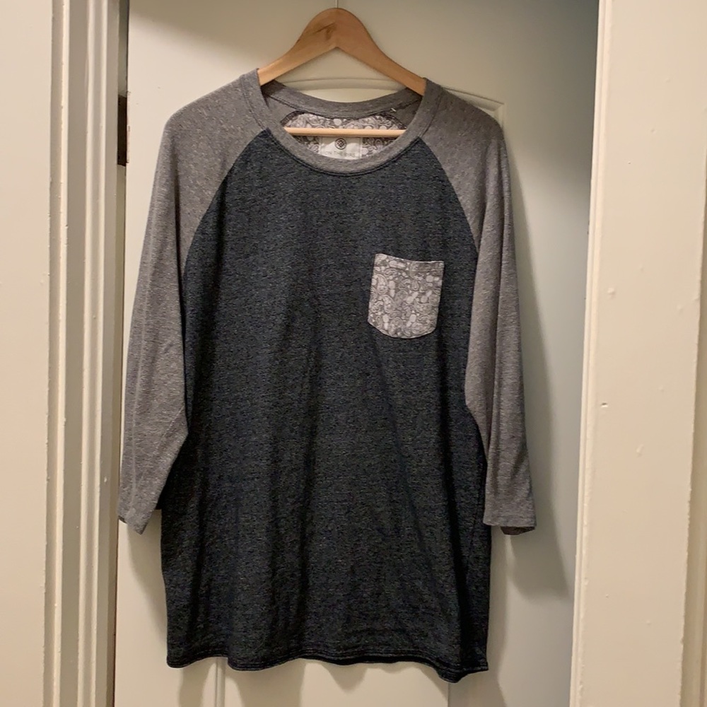 On the Byas Gray Baseball Tee with Paisley Pocket